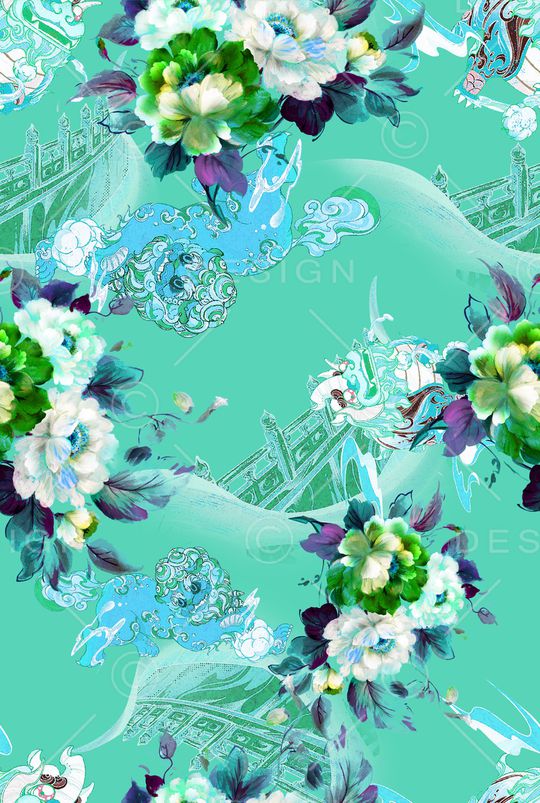 中国风印花花型图片
