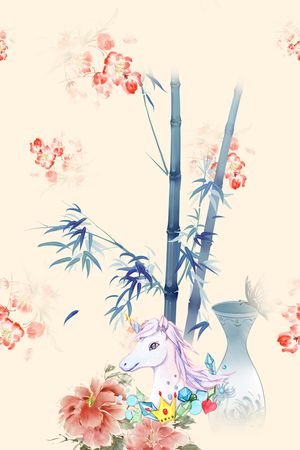 旗袍印花花型图片