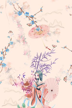 旗袍印花花型图片