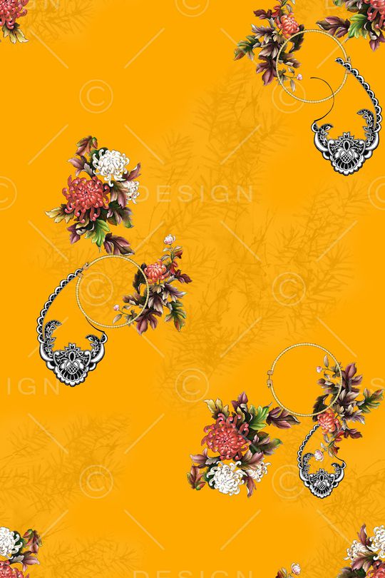 旗袍印花花型图片