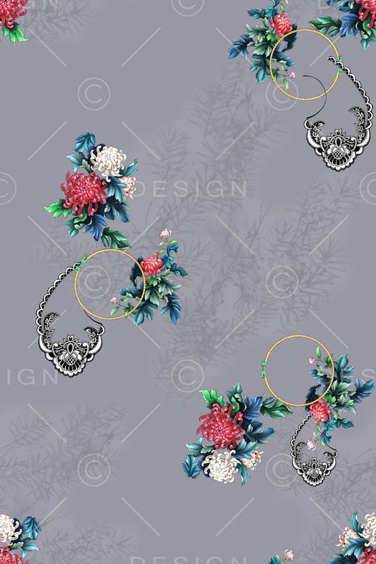 旗袍印花花型图片