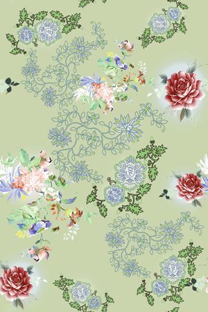 绿植树叶印花花型图片