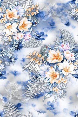 绿植树叶印花花型图片