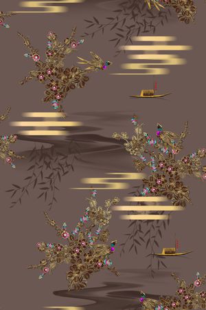 中国风印花花型图片