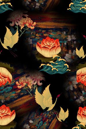 连衣裙印花花型图片