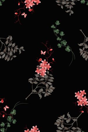 绿植树叶印花花型图片