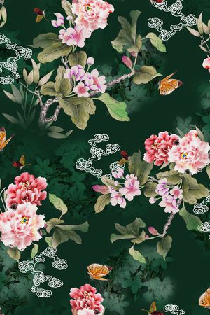 绿植树叶印花花型图片