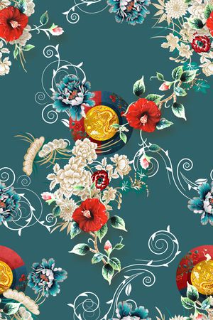 绿植树叶印花花型图片