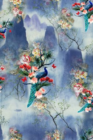 中国风印花花型图片