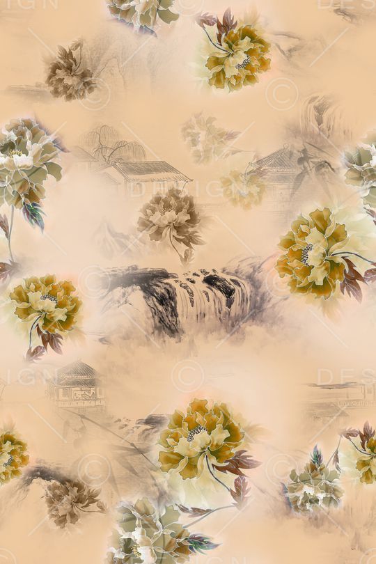 旗袍印花花型图片
