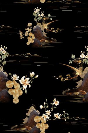 绿植树叶印花花型图片
