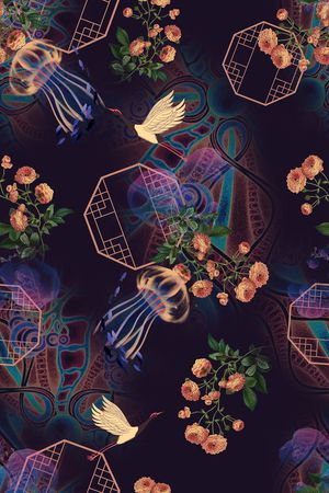 连衣裙印花花型图片