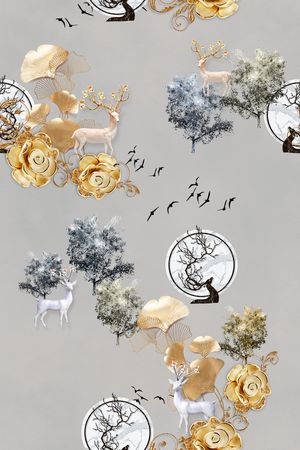 旗袍印花花型图片
