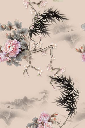 旗袍印花花型图片
