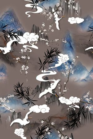 旗袍印花花型图片