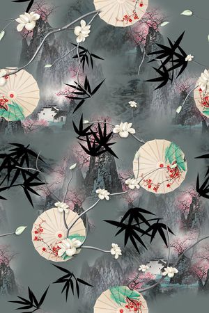 旗袍印花花型图片