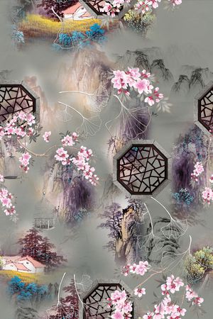 旗袍印花花型图片