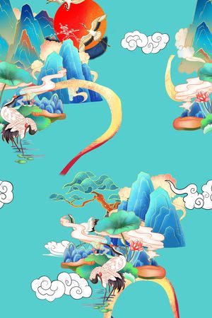 旗袍印花花型图片