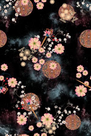 连衣裙印花花型图片