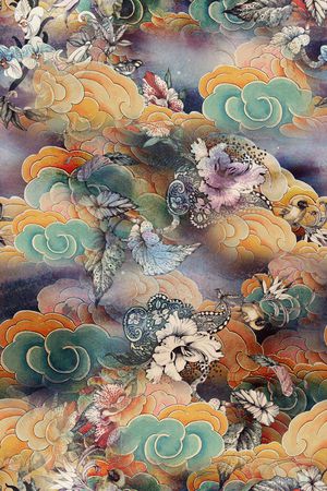 香云纱连衣裙印花花型图片