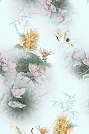 绿植树叶印花花型图片