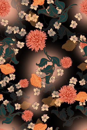 连衣裙印花花型图片