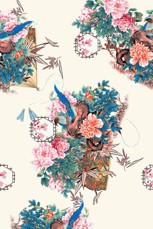 旗袍印花花型图片