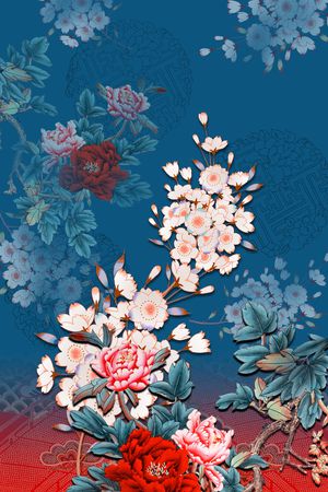 真丝印花花型图片