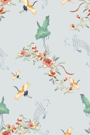 绿植树叶印花花型图片