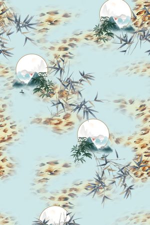 绿植树叶印花花型图片