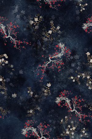 黑底花卉印花花型图片