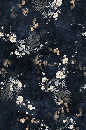 黑底花卉印花花型图片