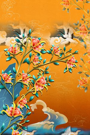 仙鹤印花花型图片