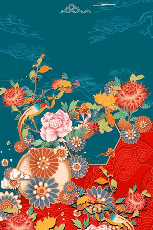 真丝印花花型图片