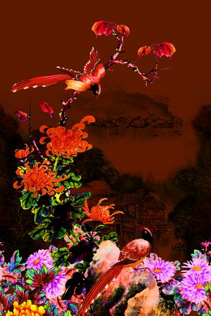花鸟印花花型图片