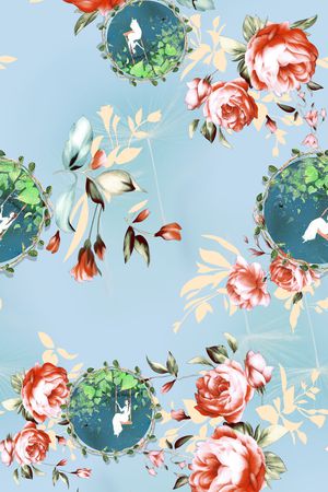 绿植树叶印花花型图片