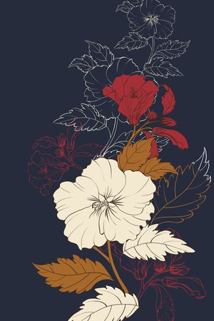 彩底花卉印花花型图片