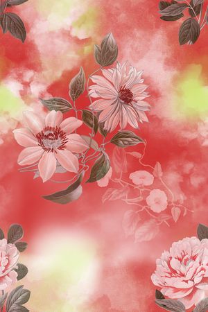 民族花卉印花花型图片