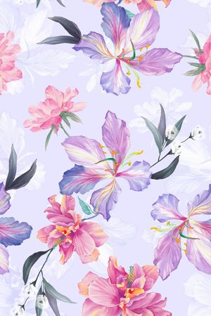 清爽底花卉印花花型图片