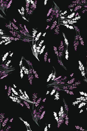 黑底花卉印花花型图片