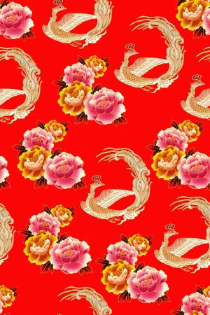 旗袍印花花型图片