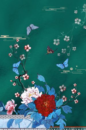 中国风定位花印花花型图片