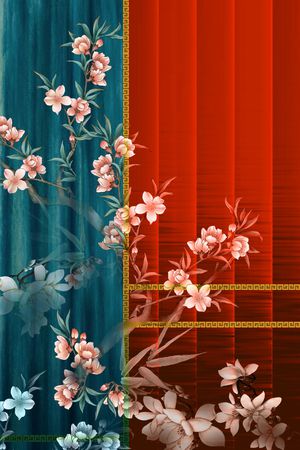 中国风定位花印花花型图片