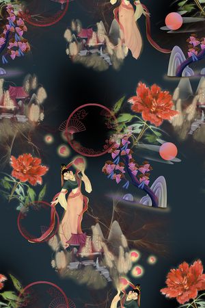 连衣裙印花花型图片