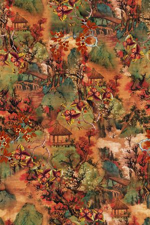 旗袍印花花型图片