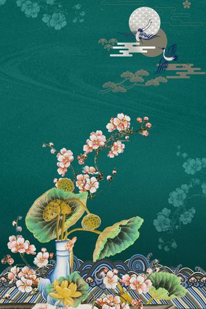 荷花印花花型图片