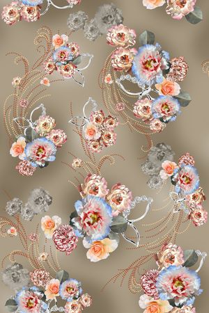 组合花卉印花花型图片