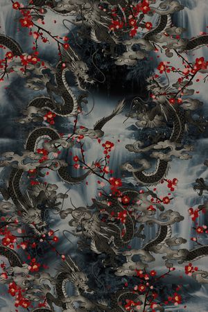 水墨风印花花型图片