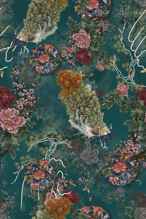 水墨风印花花型图片