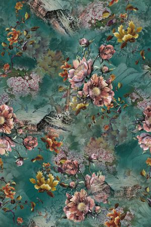 水墨风印花花型图片